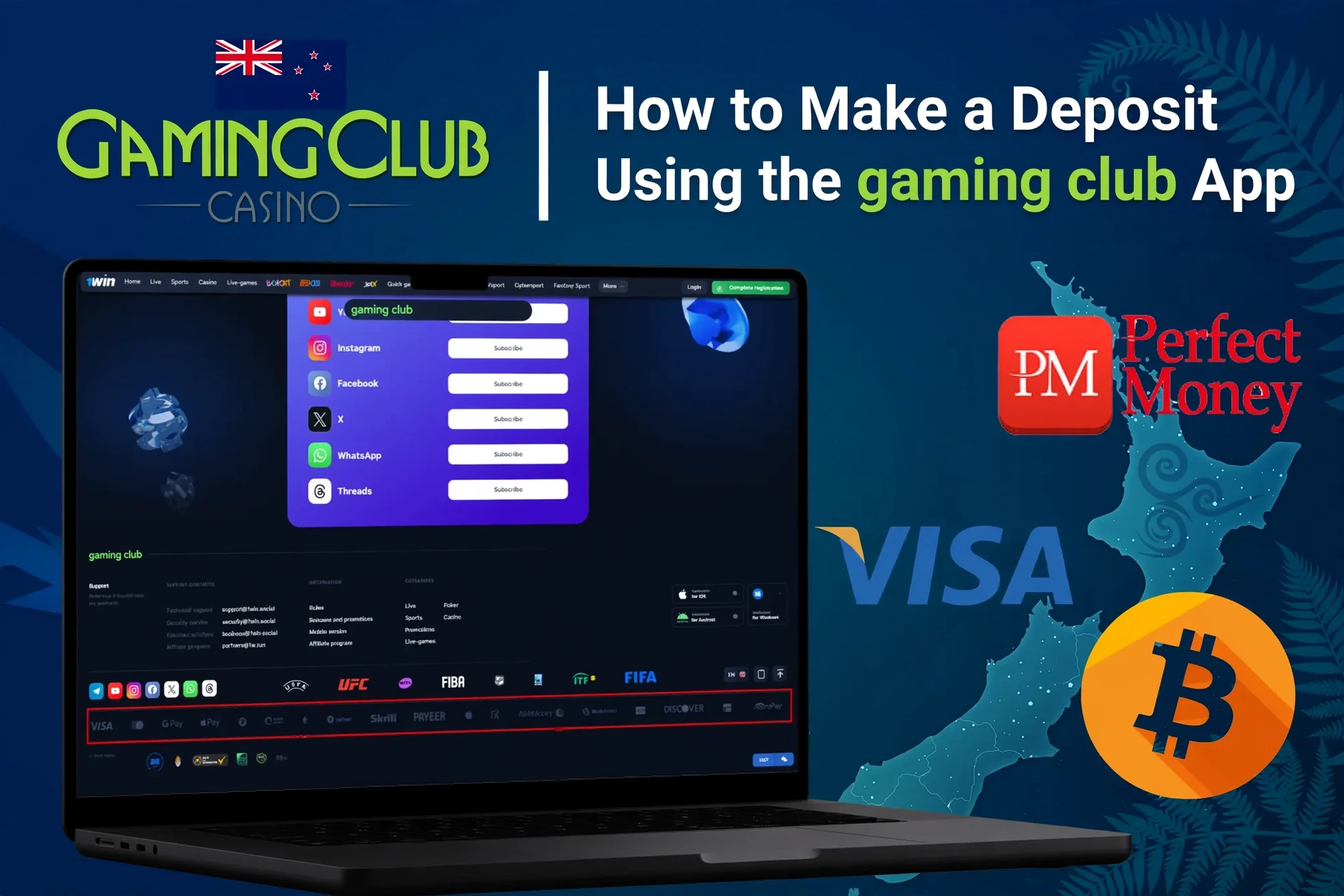 Registration process on the Gaming Club Casino mobile app with social login options