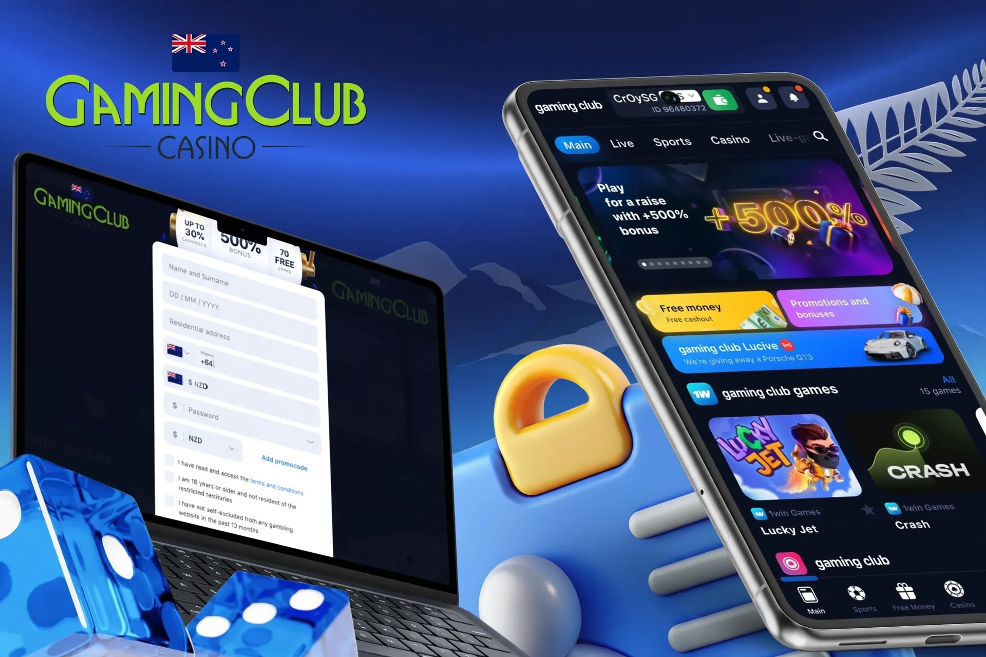 Description of registering with Gaming Club Casino and receiving a welcome bonus