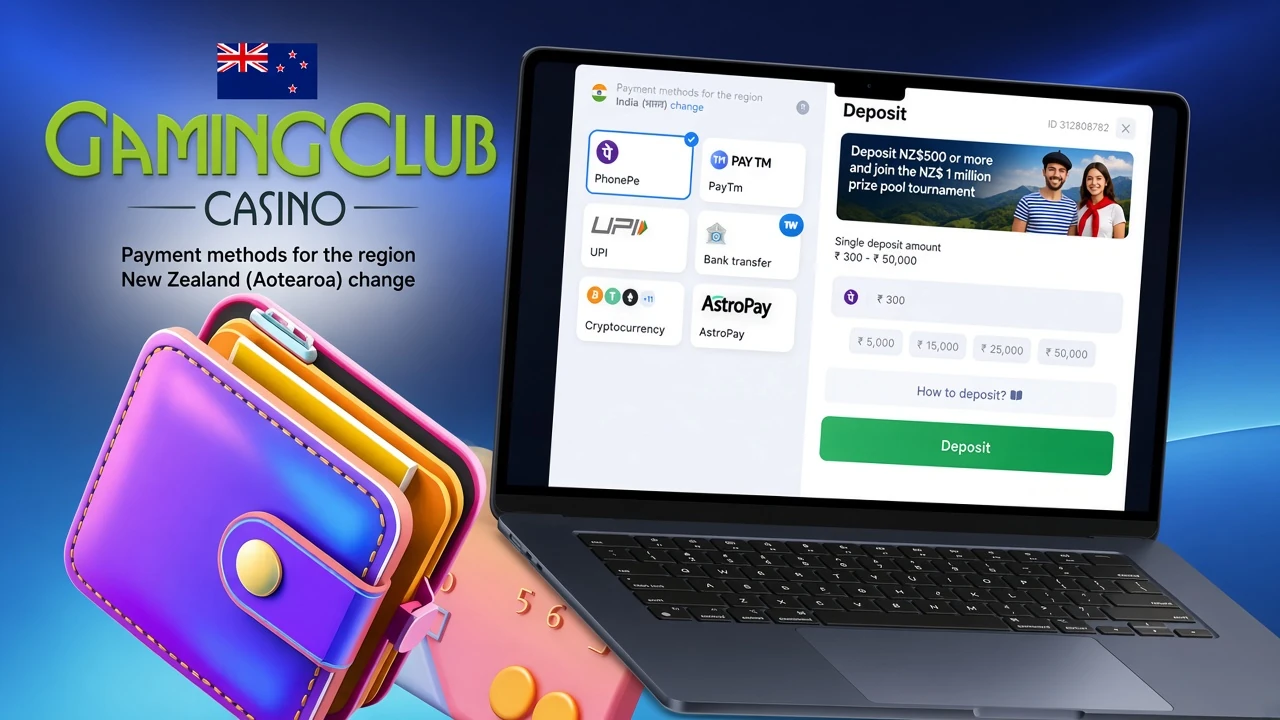 Detailed instructions on making the first deposit via personal account at Gaming Club Casino