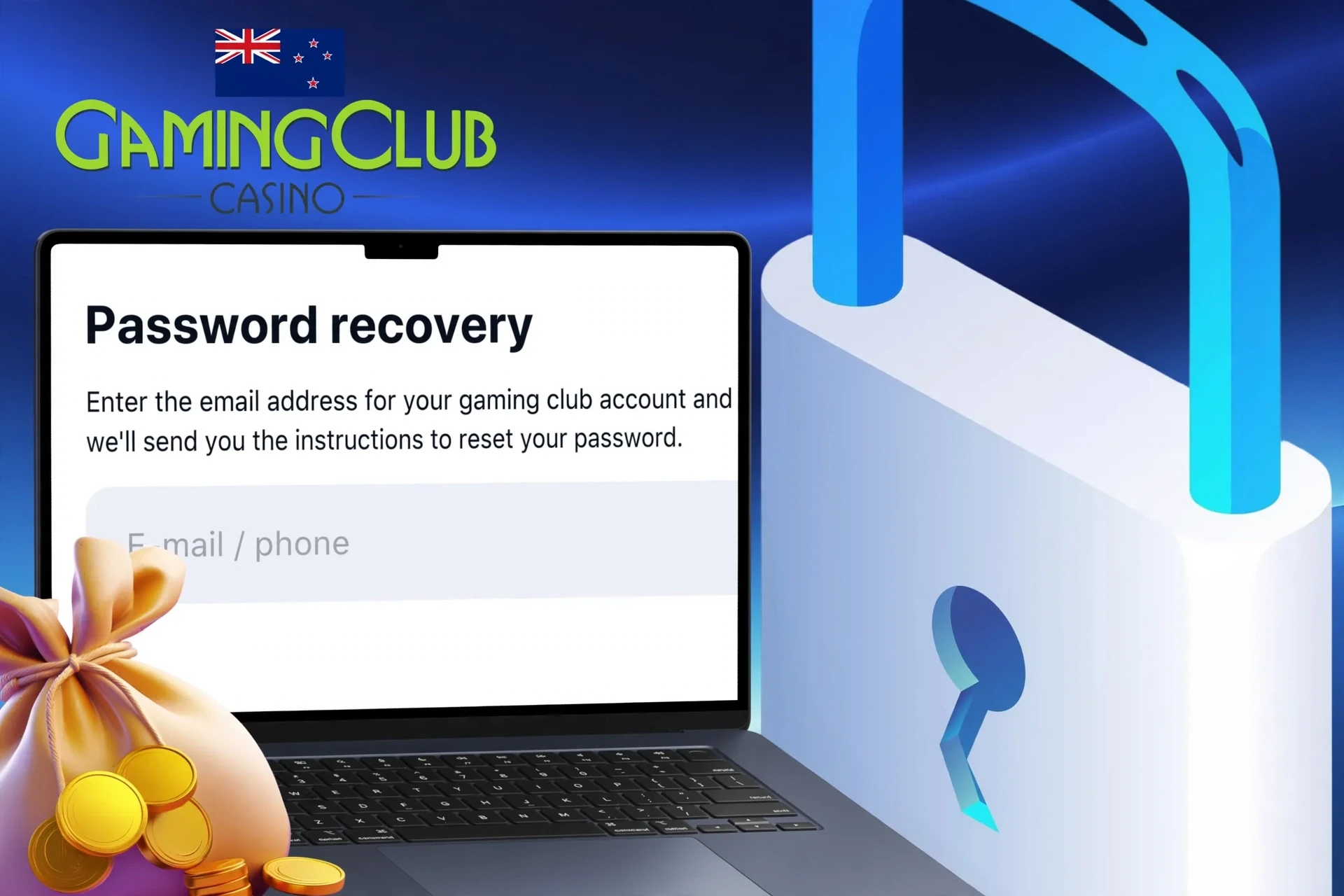 Procedure for restoring access to a Gaming Club Casino account in case of password loss